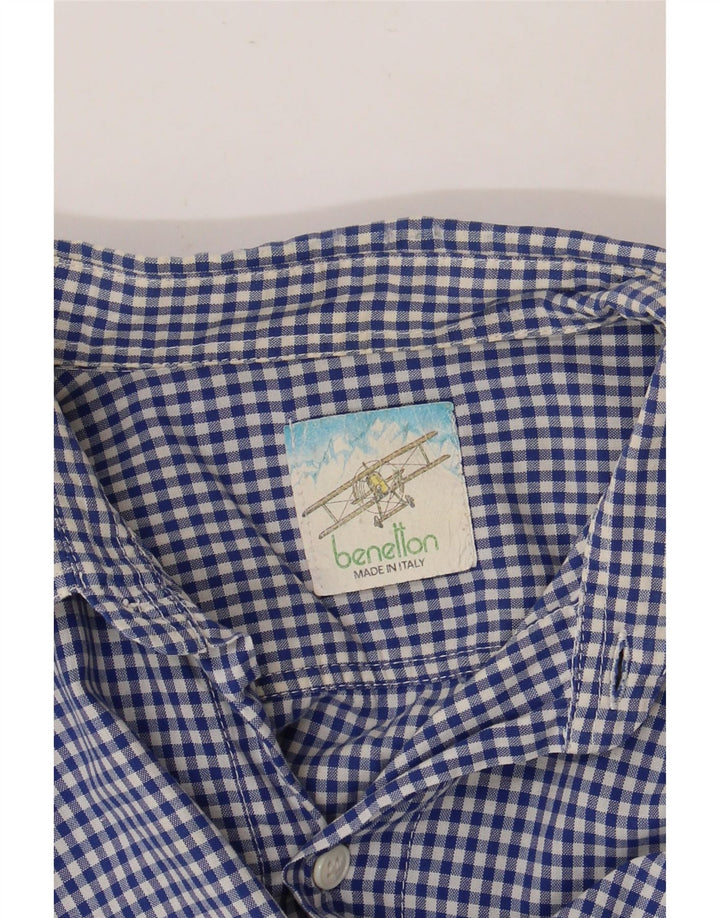 BENETTON Ανδρικό κοντομάνικο πουκάμισο XL Blue Gingham