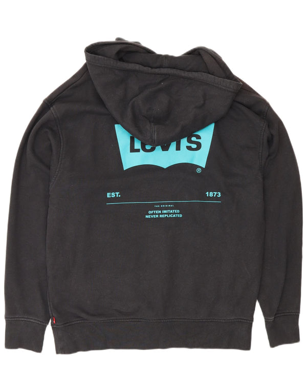 Levi's Mens Graphic Relaxed Fit Jumper με κουκούλα, μεσαίο μαύρο βαμβακερό