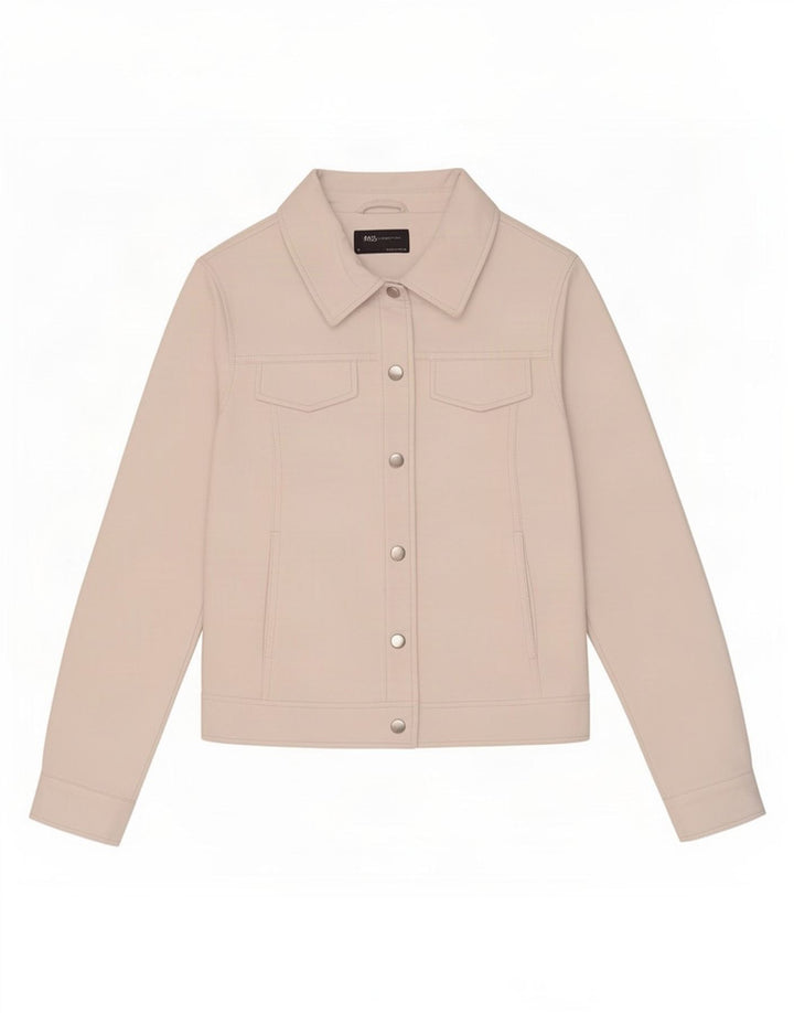 Marks & Spencer Γυναικείο μπουφάν από συνθετικό δέρμα UK 8 Small Off White