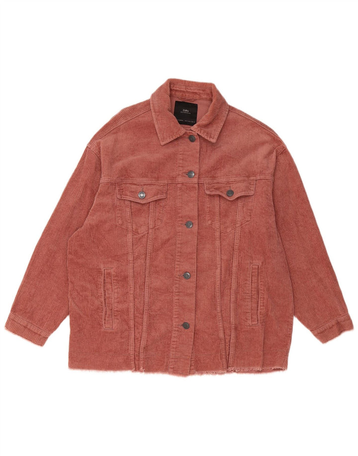 Zara Γυναικείο Κοτλέ Μπουφάν UK 10 Small Pink Βαμβακερό