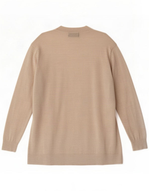 Marks & Spencer Womens Open Cardigan πουλόβερ UK 14 Large Beige Wool Merino