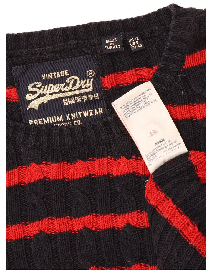 Superdry γυναικείο πουλόβερ με λαιμόκοψη UK 12 Medium Navy Blue ριγέ