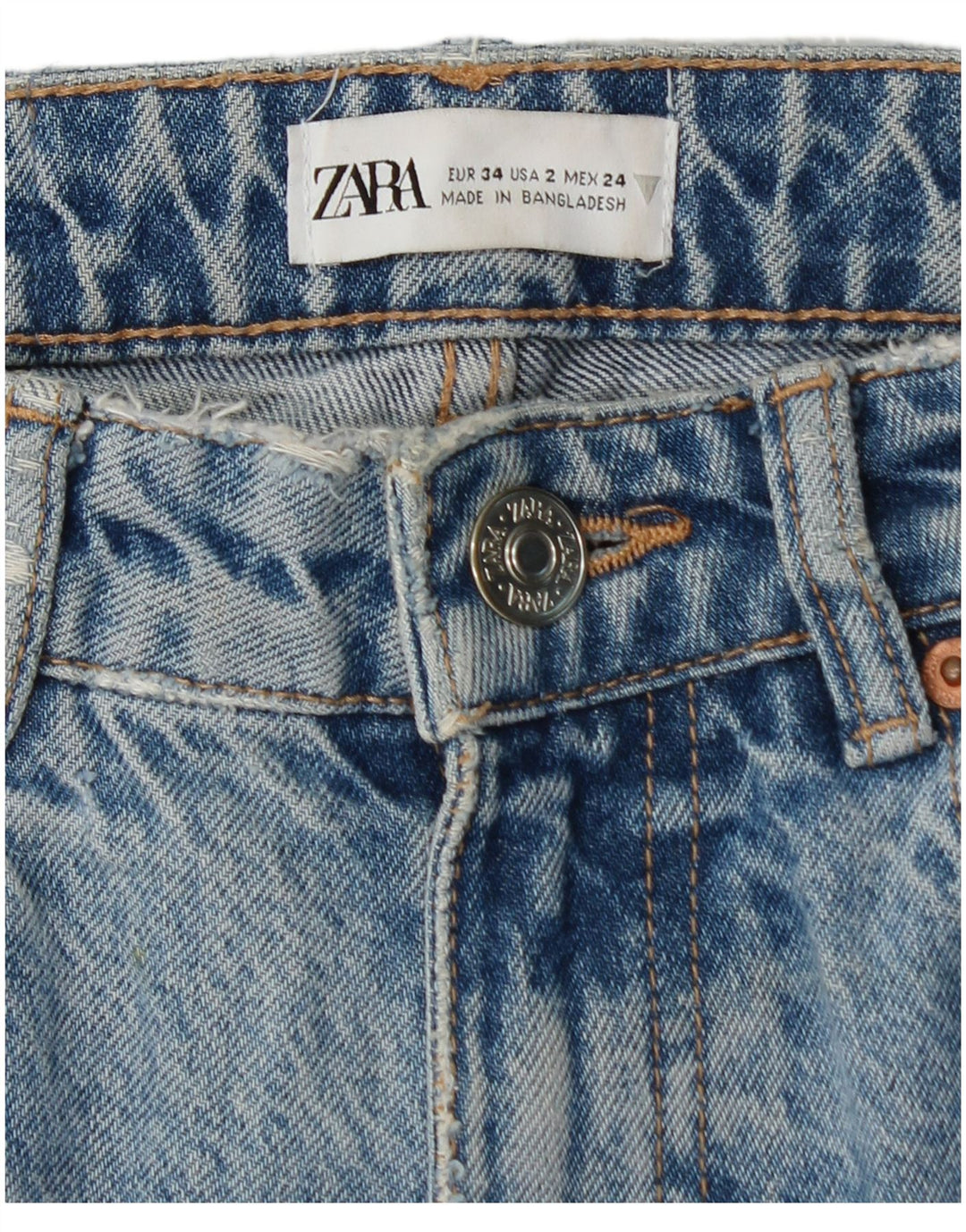 ZARA Γυναικείο τζιν κωνικό EU 34 2XS W24 L26 Μπλε βαμβακερό