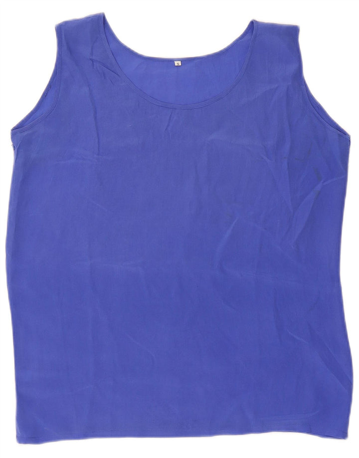 Vintage Γυναικείο See Through Vest Top UK 8 Small Blue Silk