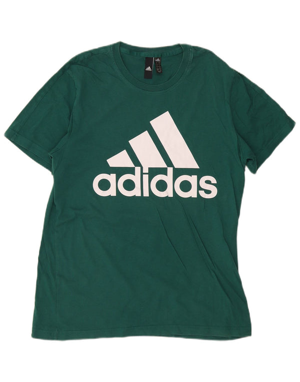 Ανδρικό γραφικό μπλουζάκι ADIDAS Top μεγάλο πράσινο βαμβακερό