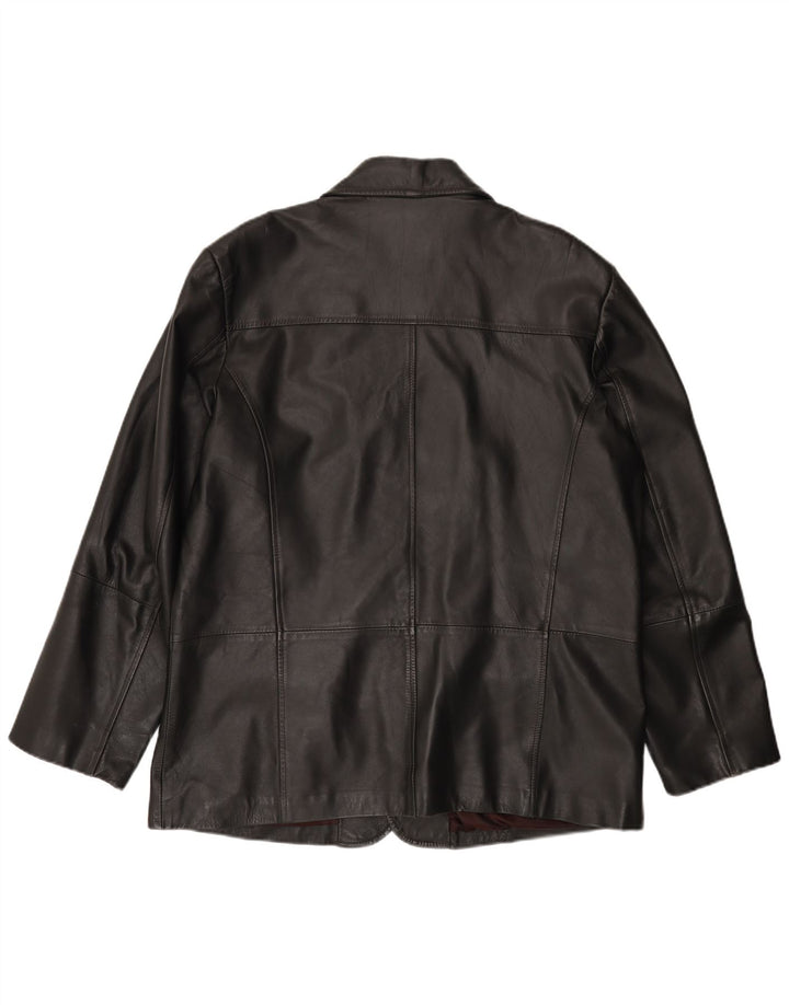 CAPELLE Ανδρικό δερμάτινο σακάκι με 4 κουμπιά UK 44 2XL μαύρο δέρμα