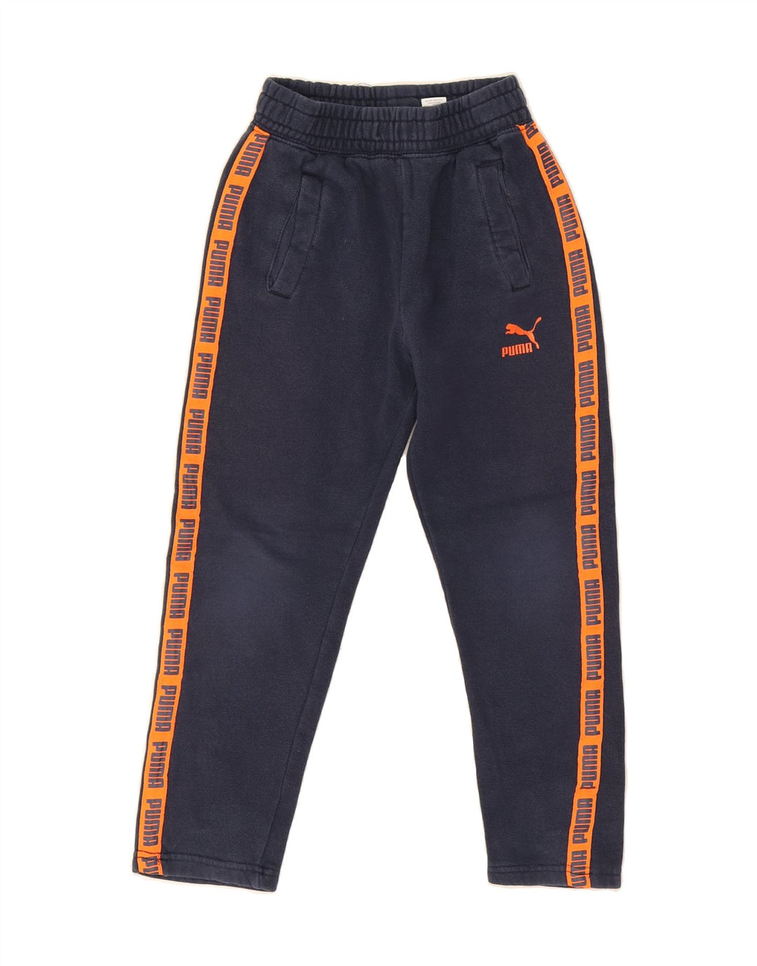 PUMA Boys Graphic Tracksuit Trousers 7-8 Years Medium Navy Blue Cotton Vintage Puma and Second-Hand Puma from Messina Hembry 