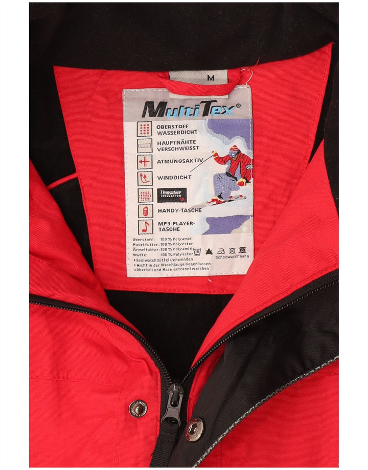 VINTAGE Ανδρικό μπουφάν σκι με κουκούλα UK 38 μεσαίου κόκκινου χρώματος πολυαμίδιο