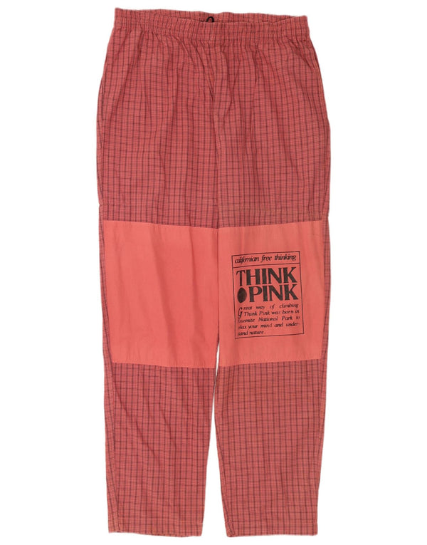 Think Pink Mens Graphic ίσιο παντελόνι Chino Large W34 L33 Pink Check