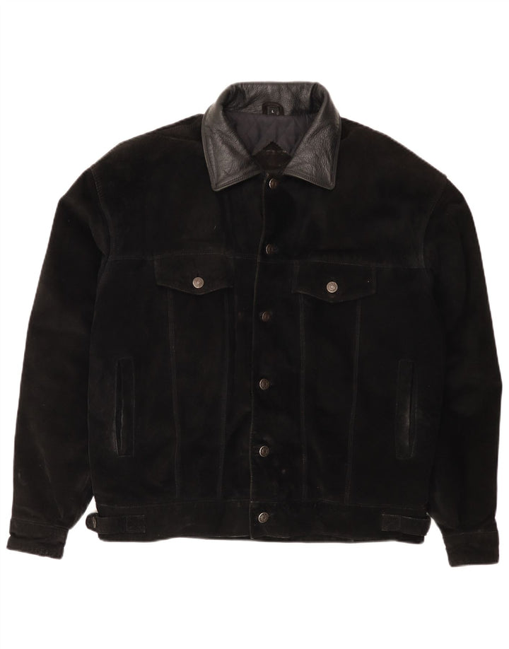 Ανδρικό Suede Jacket U.S. Posse Skins UK 40 μεγάλο μαύρο δέρμα