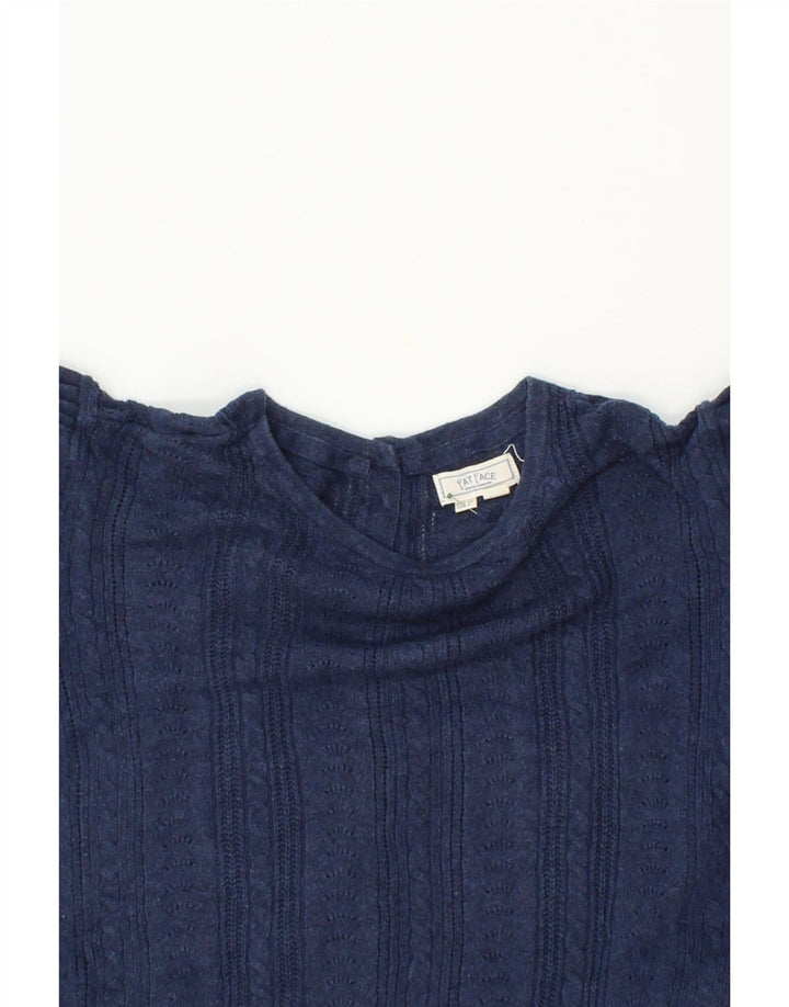 FAT FACE Womens Blouse Top UK 10 Small Navy Blue Cotton Vintage Fat Face and Second-Hand Fat Face from Messina Hembry 