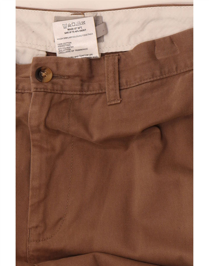 Marks & Spencer Ανδρικό παντελόνι Chino με κανονική εφαρμογή W36 L29 Καφέ βαμβακερό