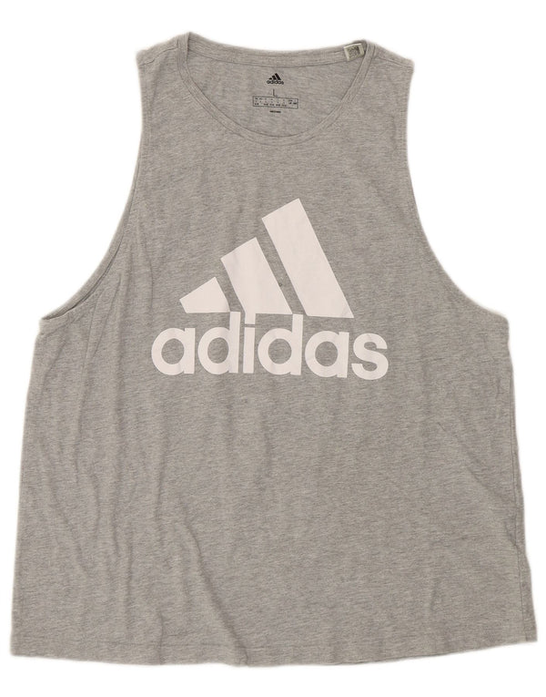 Γυναικείο γραφικό γιλέκο Adidas Top UK 16/18 Large Grey Cotton Sports