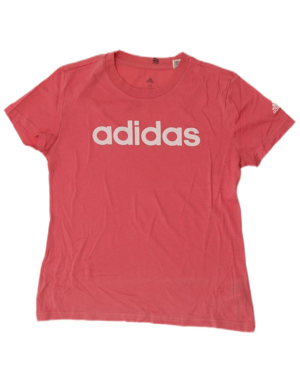 Γυναικείο γραφικό μπλουζάκι Adidas Top UK 12/14 Μεσαίο ροζ βαμβακερό