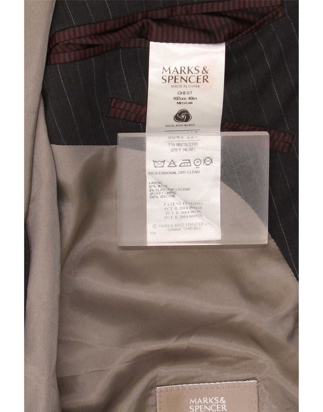 Marks & Spencer Ανδρικό μπλέιζερ με 2 κουμπιά μπουφάν UK 40 μεσαίου γκρι ρίγες