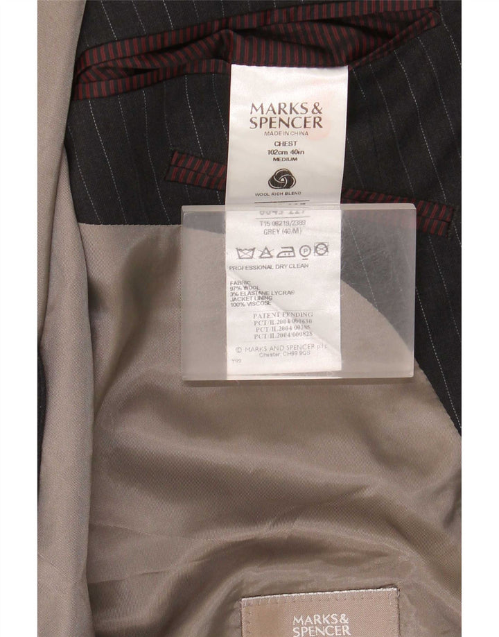 Marks & Spencer Ανδρικό μπλέιζερ με 2 κουμπιά μπουφάν UK 40 μεσαίου γκρι ρίγες
