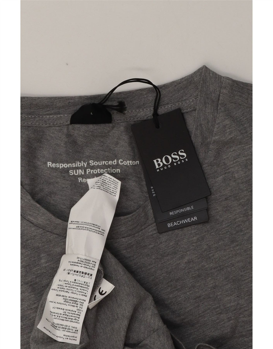 Ανδρικό γραφικό T-Shirt Hugo Boss Top μεγάλο γκρι βαμβακερό