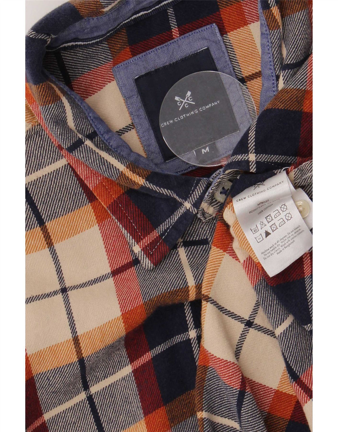 Ανδρικό φανελένιο πουκάμισο Crew Clothing, μεσαίο μπλε ναυτικό καρό βαμβακερό
