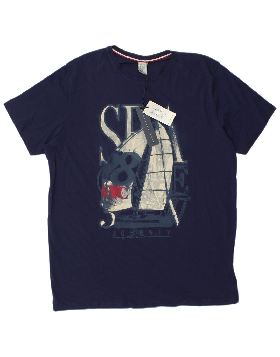 MASH Ανδρικό γραφικό T-Shirt Top 2XL Navy Blue Cotton