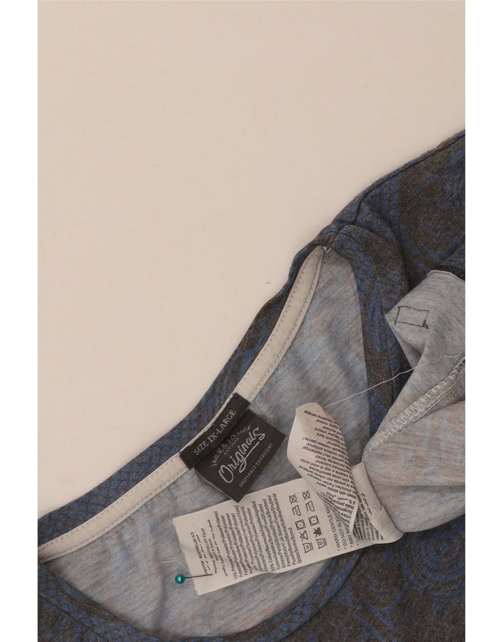 Jack & Jones Ανδρικό γραφικό T-Shirt Top 2XL Μπλε γεωμετρικό πολυεστέρα
