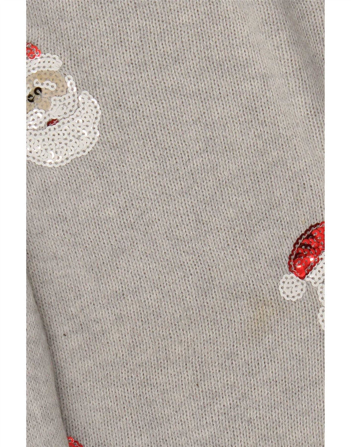 Marks & Spencer Γυναικείο πουλόβερ με λαιμόκοψη UK 14 Medium Grey Christmas