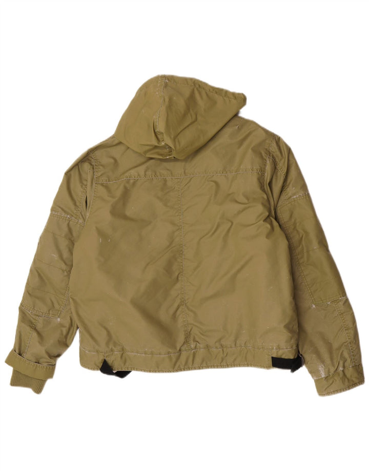 Diesel Boys Graphic Hooded Bomber Jacket 13-14 Years XL Khaki Polyamide
