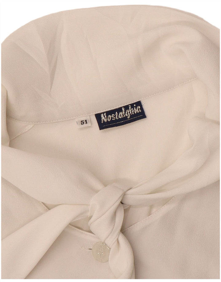 Vintage γυναικείο πουκάμισο με γραβάτα μπλούζα IT 51 XL Off White