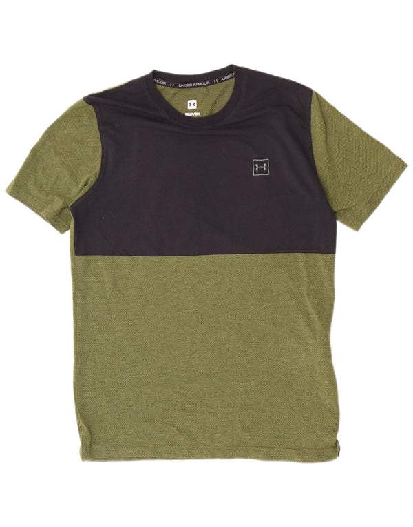 Ανδρικό μπλουζάκι Under Armour Top Small/Medium Green Colourblock Cotton Sports