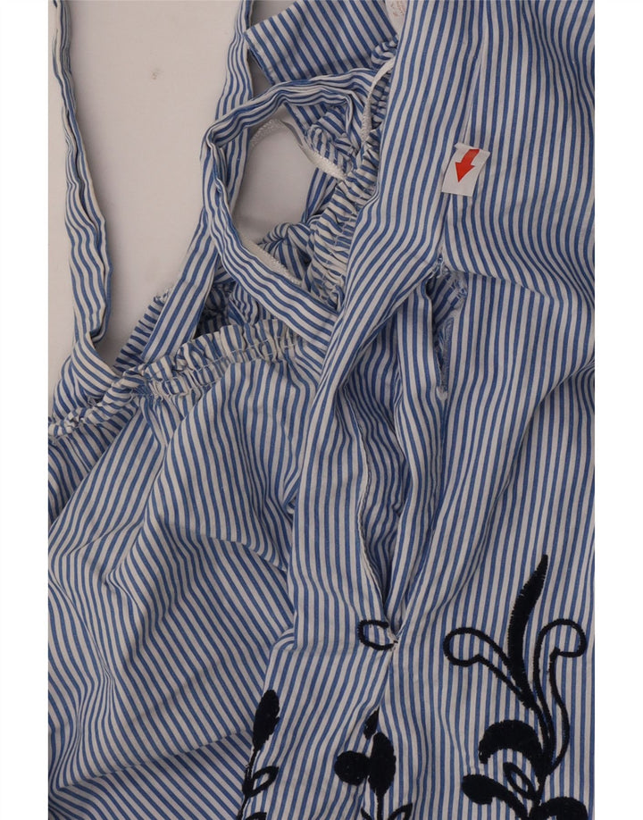 Zara Γυναικεία Μπλούζα Oversized Off Shoulder Top UK 14 Medium Blue ριγέ