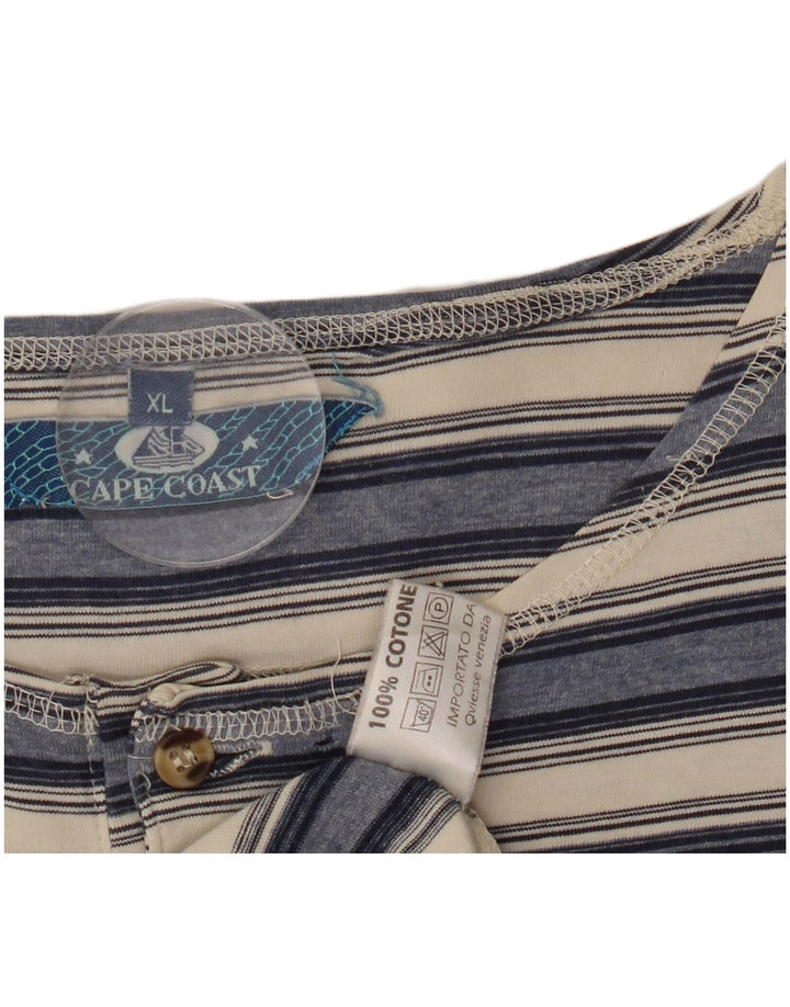 Ανδρικό T-Shirt VINTAGE Top XL Navy Blue ριγέ βαμβακερό