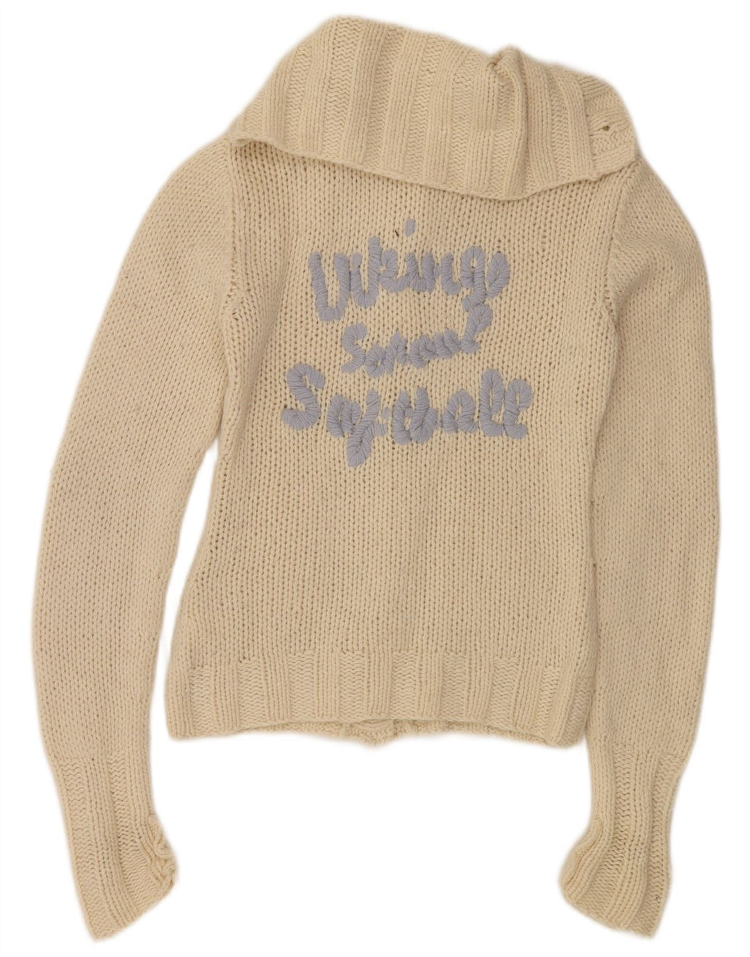 Replay Γυναικείο πουλόβερ με γραφικά ζακέτα UK 10 Small Off White Wool