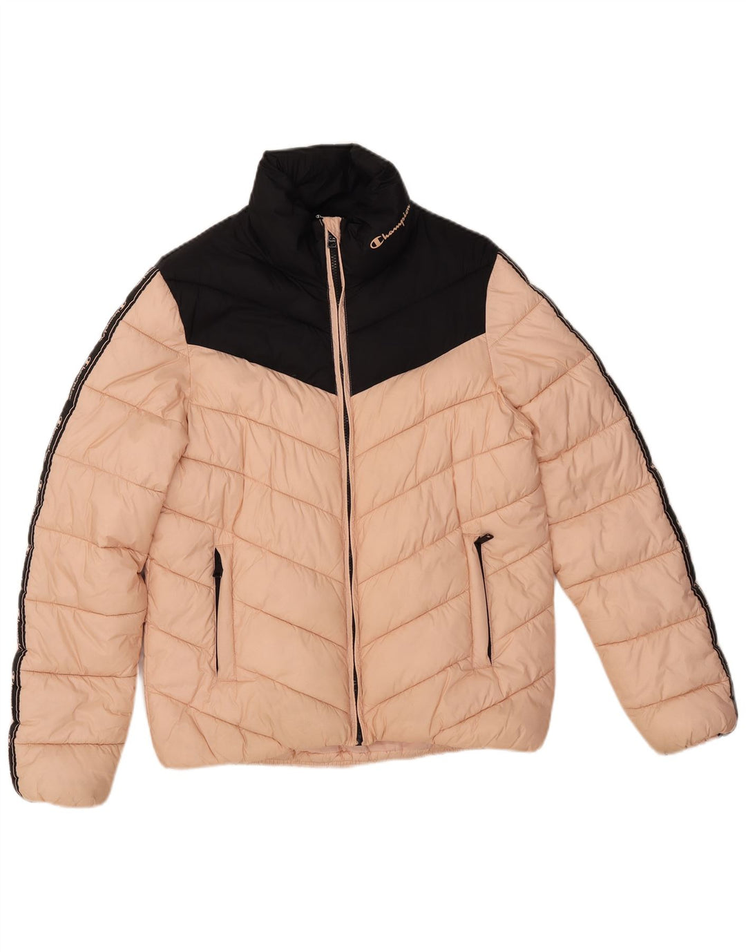 Champion γυναικείο μπουφάν με επένδυση UK 14 Medium Pink Colorblock Πολυαμίδιο