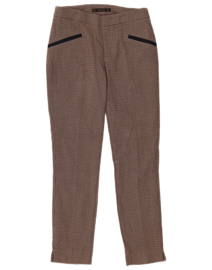 Zara Γυναικείο Slim Casual Παντελόνι Small W26 L28 Brown Check