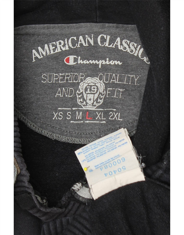 CHAMPION Ανδρικό γραφικό κουκούλα, μεγάλο μαύρο βαμβακερό