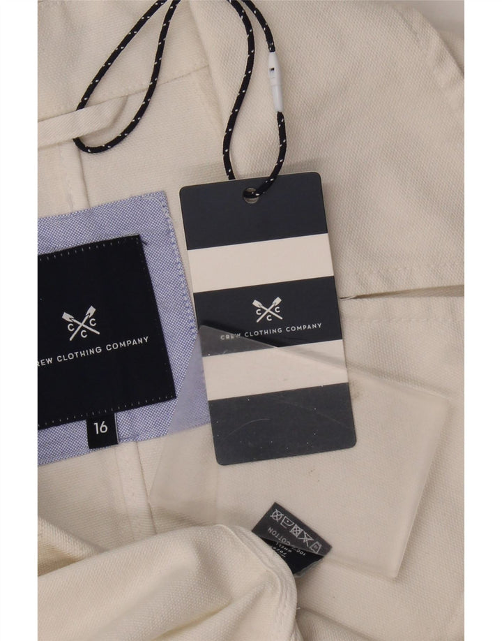 CREW CLOTHING Γυναικείο παλτό μπιζελιού UK 16 μεγάλο λευκό βαμβακερό