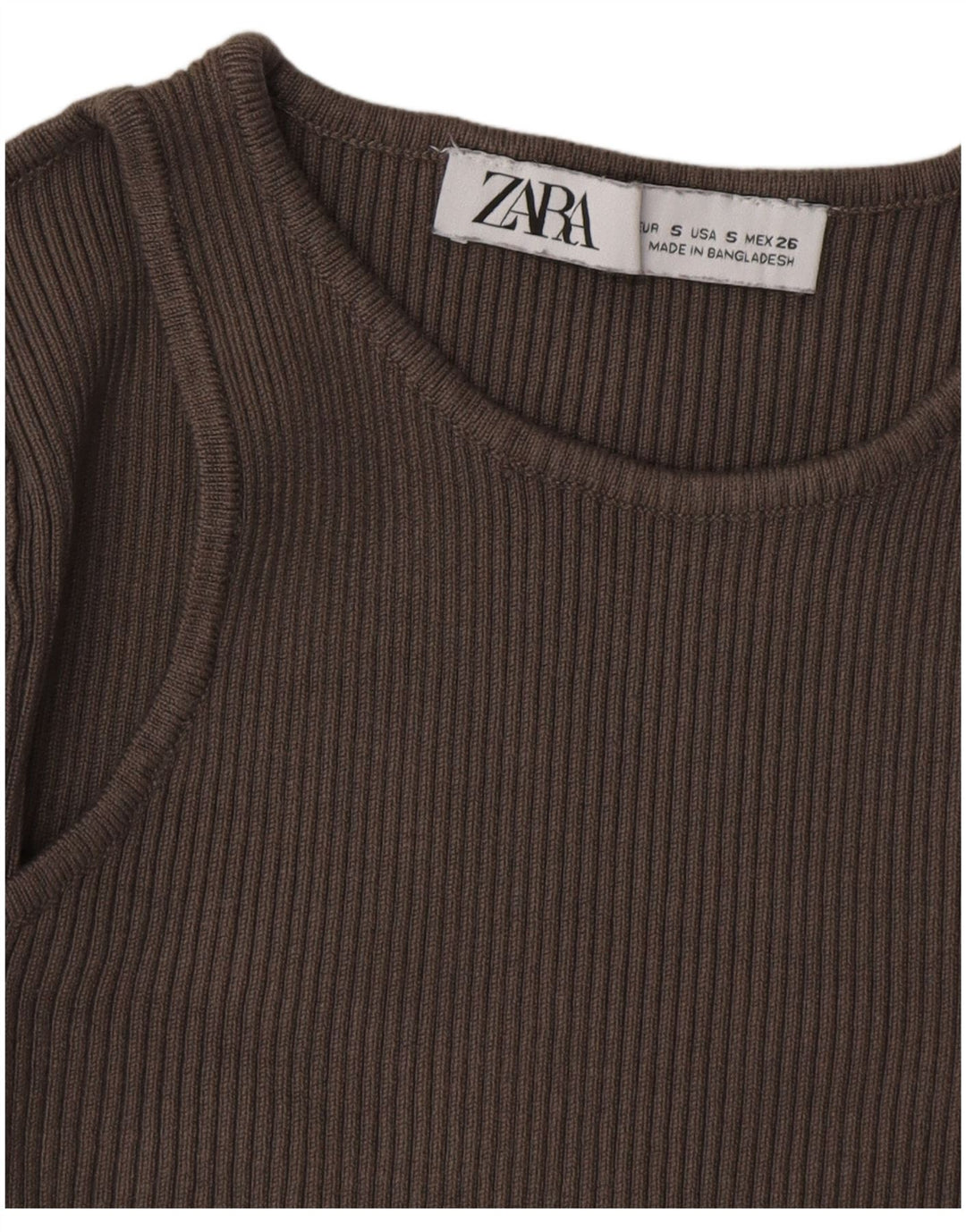 Γυναικείο πουλόβερ ZARA Crop Boat Neck Jumper UK 8 Small Brown