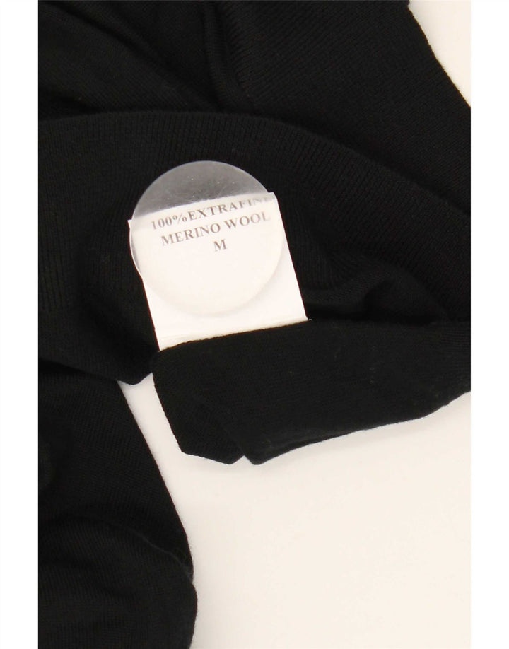 Marks & Spencer Ανδρικό πουλόβερ με ρολό λαιμόκοψη, μεσαίο μαύρο μαλλί Merino
