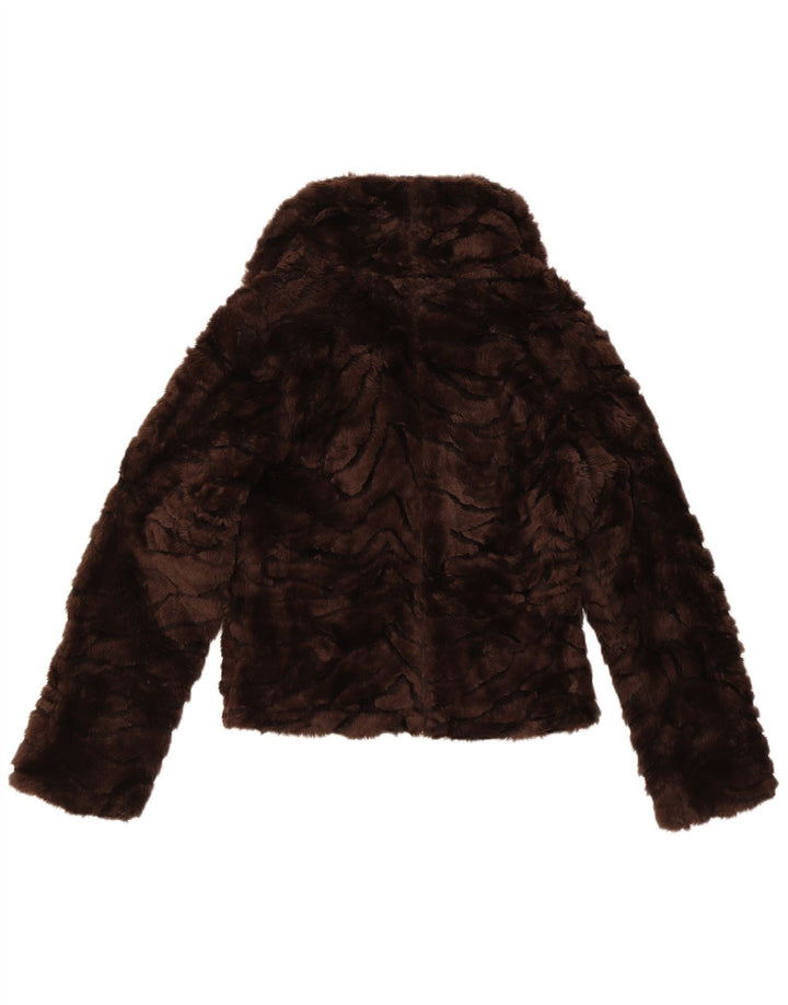 Vintage γυναικείο μπουφάν από ψεύτικη γούνα Bomber UK 10 Small Brown Polyester