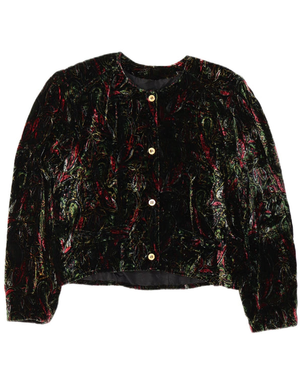 Vintage γυναικείο σακάκι blazer 4 κουμπιών UK 12 Medium Green Floral Retro