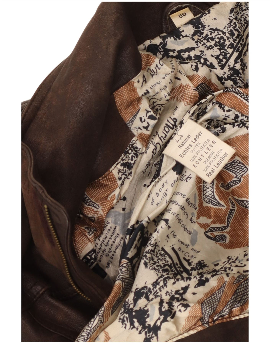 VINTAGE Ανδρικό Δερμάτινο Παλτό EU 50 Δερμάτινο Μεγάλο Καφέ