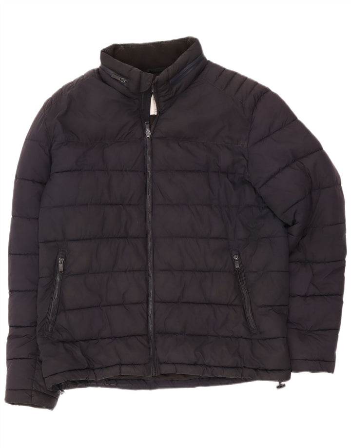 Zara Ανδρικό μπουφάν UK 40 Large Navy Blue Polyester