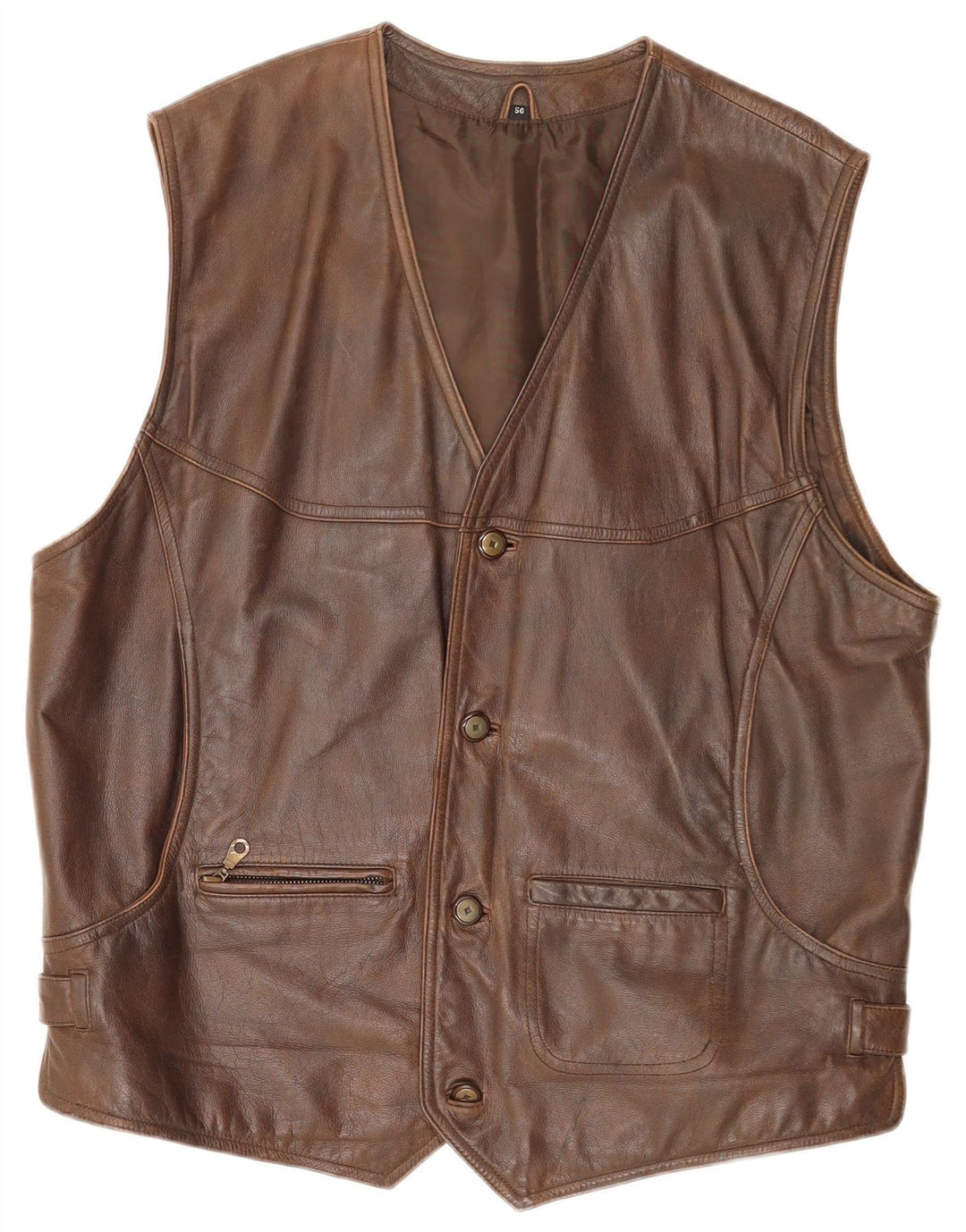Vintage Ανδρικό Δερμάτινο Gilet IT 56 3XL Καφέ