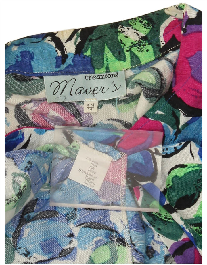 Vintage Γυναικείο πουκάμισο Crop Μπλούζα IT 42 Medium Πολύχρωμο Floral