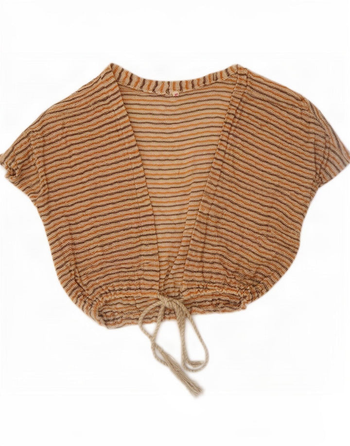 Vintage Γυναικεία Crop Cardigan Top EU 40 Medium Beige ριγέ