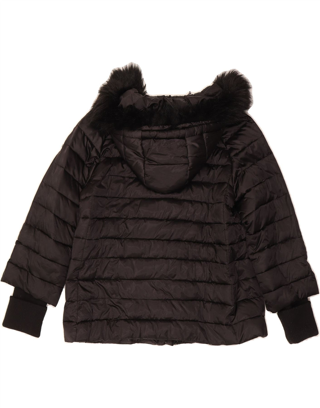 ELLESSE Womens Hooded Padded Jacket UK 14 Medium Black Nylon Vintage Ellesse and Second-Hand Ellesse from Messina Hembry 