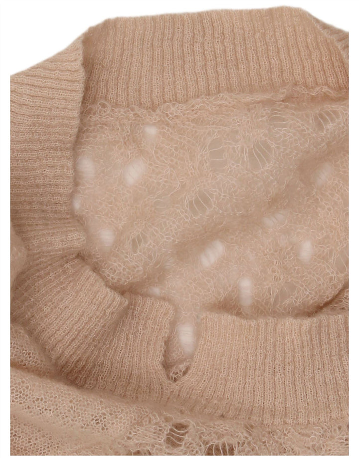 VINTAGE Γυναικείο πουλόβερ με λαιμόκοψη μεγάλου μεγέθους UK 16 Large Beige