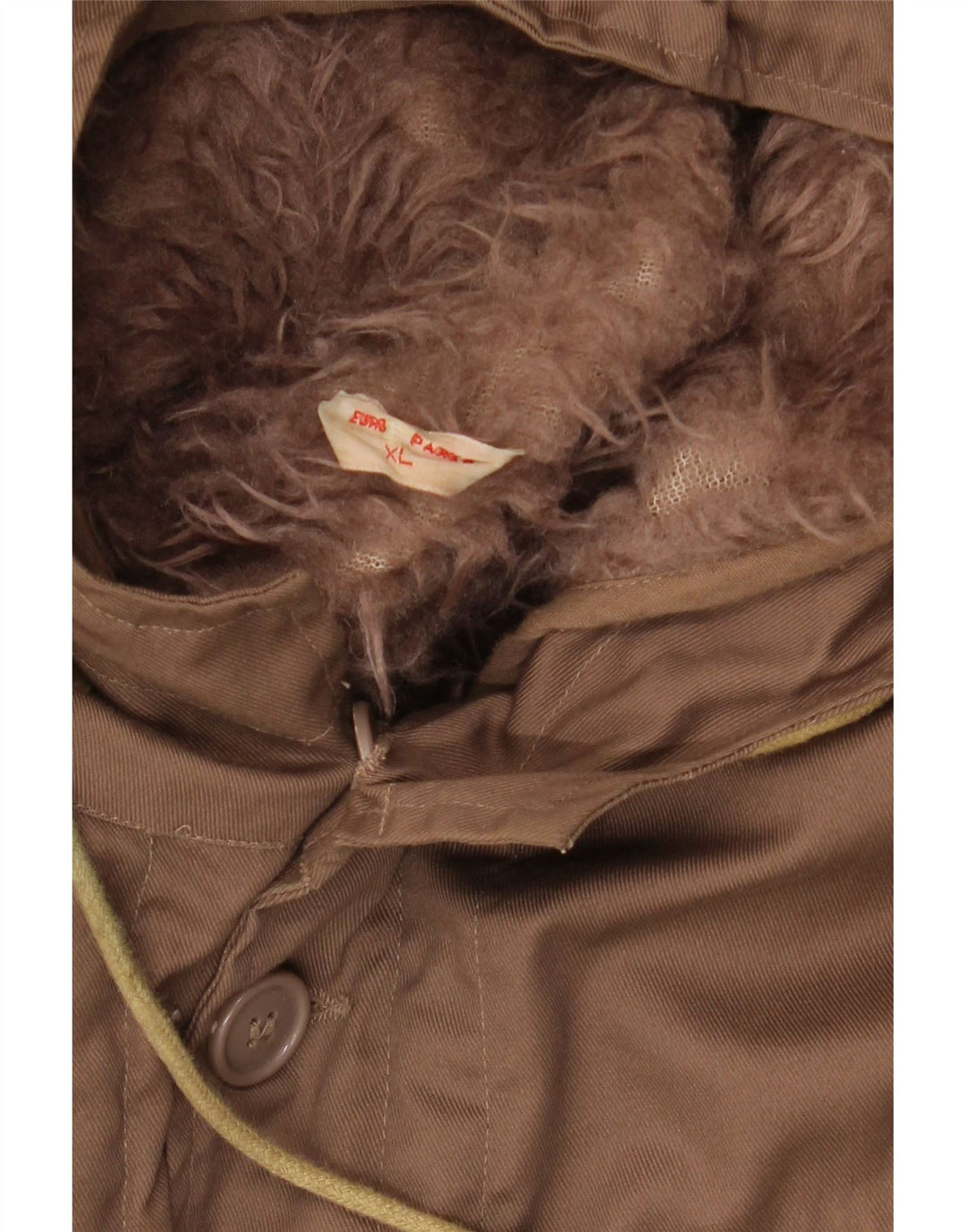 VINTAGE Ανδρικό μπουφάν Parka με κουκούλα UK 42 XL καφέ πολυεστέρας