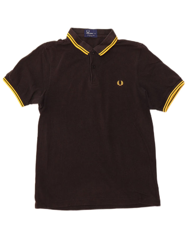 FRED PERRY Ανδρικό πουκάμισο Polo Slim Fit, μεσαίο μαύρο βαμβακερό