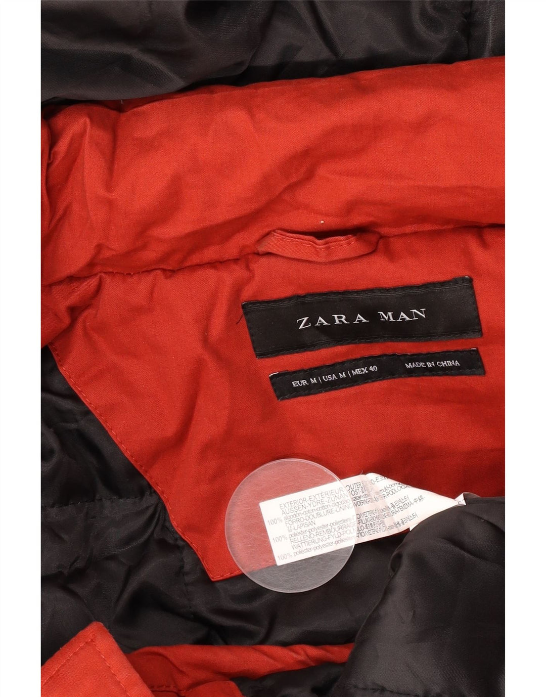 Zara Ανδρικό μπουφάν Parka με κουκούλα UK 38 Μεσαίο κόκκινο βαμβακερό