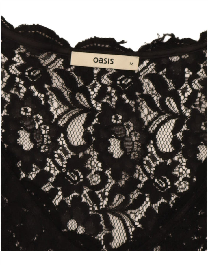 Γυναικεία μπλούζα Oasis See Through Lace Top UK 12 Medium Black Floral